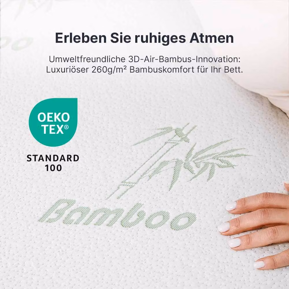 Topper in gel per materasso, premium, 80x200 cm, adatto a materassi con rigidità H2 e H3, con uno strato di 7 cm di schiuma memory gel. Copertura in bambù rimovibile e lavabile, con sistema di ventilazione 3D