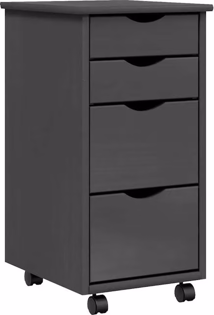 Mobiletto su ruote con ampi cassetti scrivania da ufficio 34 x 39 x 65,5 cm legno di pino grigio 02_0047173