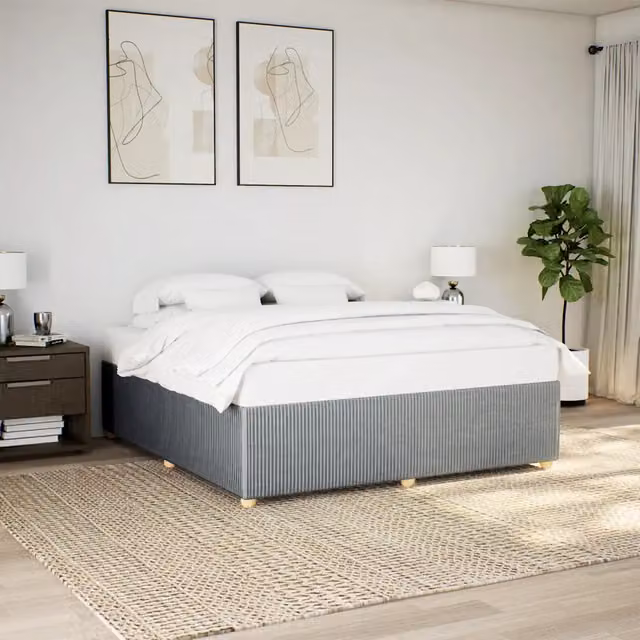 Giroletto vidaXL senza materasso in tessuto grigio con doghe in legno L: 180 cm, P: 200 cm