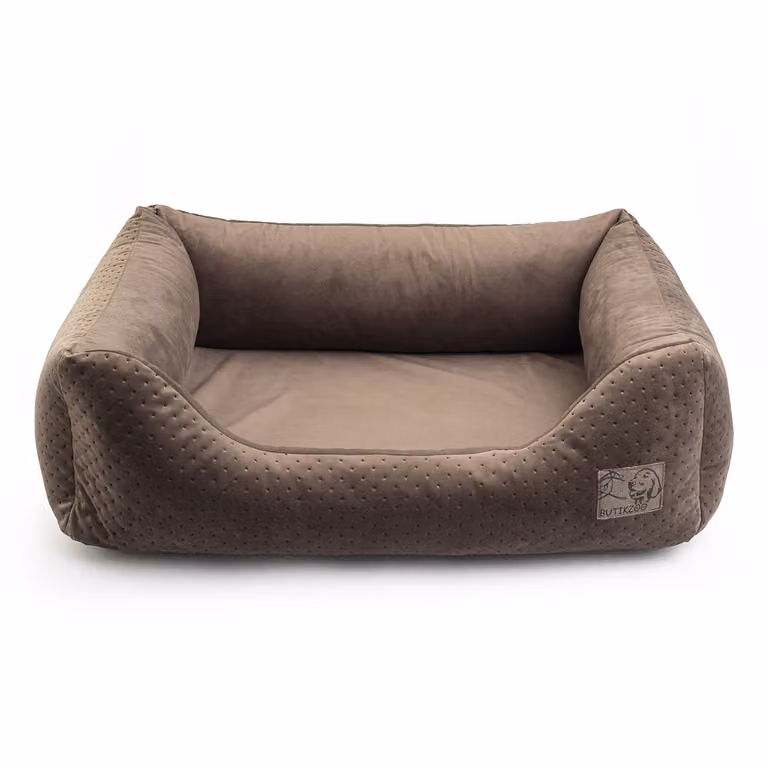 Letto per cani Premium | Misura 2: 75 x 65 x 22 cm | Letto per cani o gatti | Divano per cani, cuscino per cani, lettino per cani Velluto Marrone M