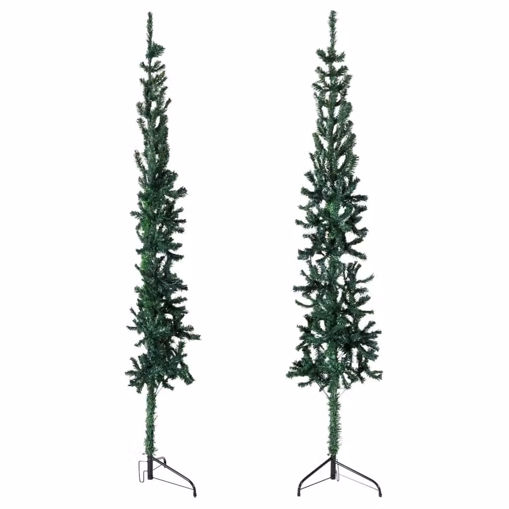 Maison Exclusive - Albero di Natale artificiale a metà, con supporto, forma slanciata, colore verde, altezza 240 cm