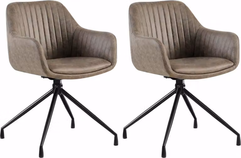 set di 2 sedie da pranzo - sedie a secchiello - lussuoso comfort di seduta e funzione girevole | Colore: Grigio | Materiale: Pelle finta vintage