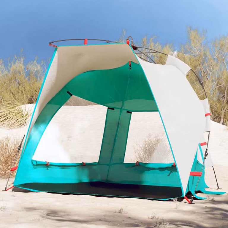 vidaXL Tenda da Spiaggia per 2 Persone Verde Impermeabile in Poliestere