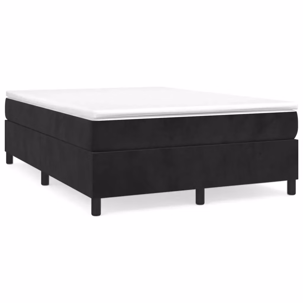 Struttura Letto a Rete a Molle Giroletto in Velluto Nero L: 140 cm, P: 200 cm, H: 203 cm – 2