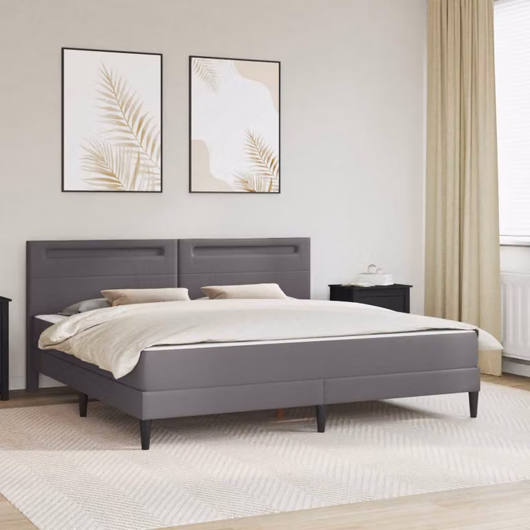 Struttura del letto con testiera vidaXL in similpelle grigio, L: 180 cm, P: 200 cm, H: 206 cm