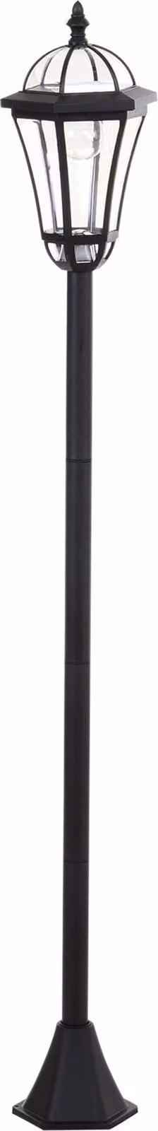 Fortuna Lai 2-St Lampione solare a LED, IP44, ABS, Ø18,5 x H129 cm, modalità risparmio energetico, resistente all'acqua, lampada da giardino in acciaio inossidabile, nero