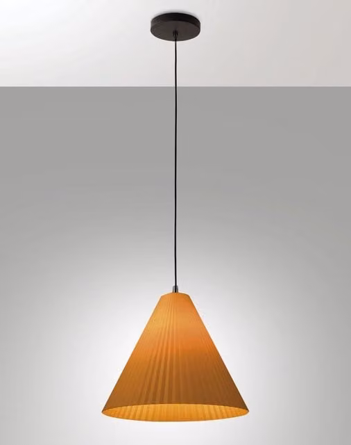 Lampada a Sospensione Cone Fabas in Metallo e Plastica, Colore Giallo, Diametro: 31.6 cm, Attacco E27, IP20 – 1