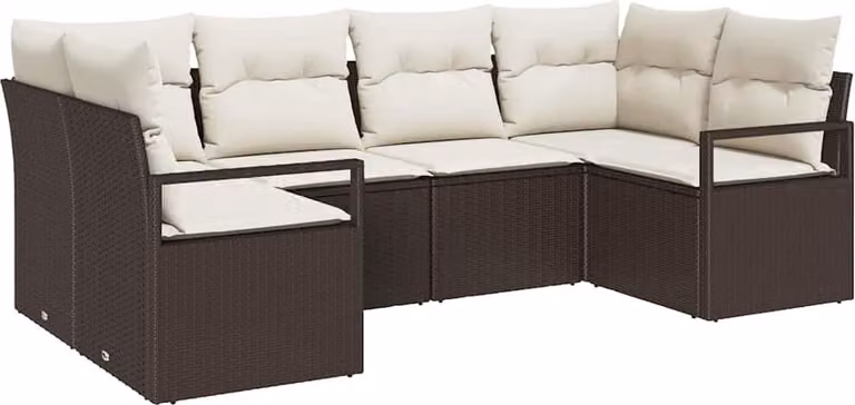 Set di divani con cuscino 6 pcs Marrone polyrattan
