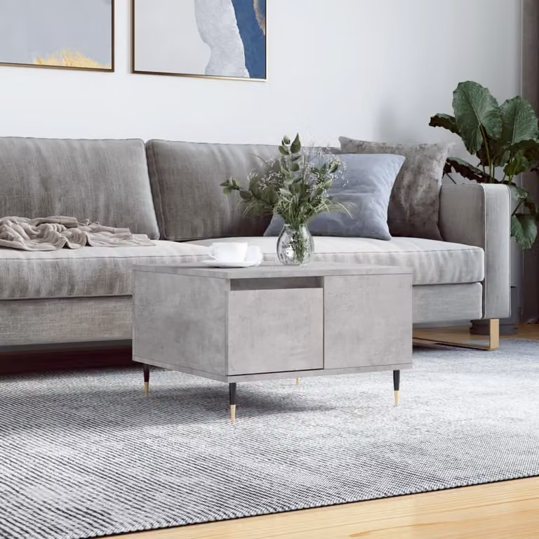 The Living Store tavolino in cemento grigio 55x55x36,5 cm materiale a base di legno