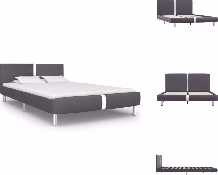 vidaXL Struttura letto in Pelle finta grigia 140 x 200 cm - Letti e strutture letto