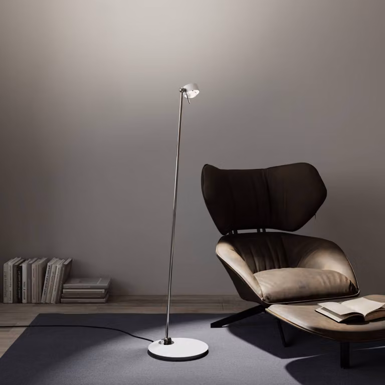 Top Light Lampada da terra a LED Puk! 80 Floor, dimmerabile, Bianco / Opale, Soggiorno / Sala da pranzo, Alluminio, Moderno, Lampada LED da terra