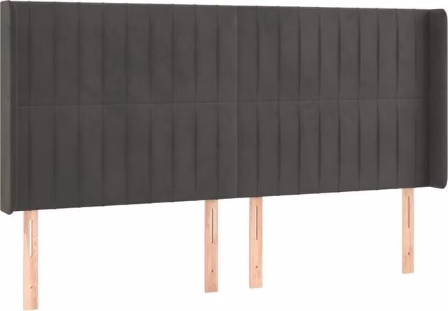 Testiera | Testata ad Orecchio GrigioScuro 183x16x118/128 cm in Velluto