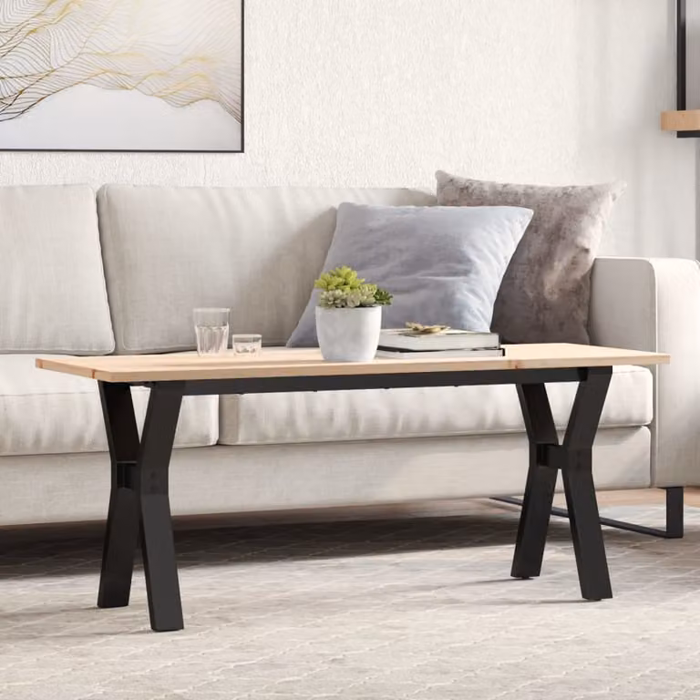 Maison Exclusive - Tavolino Salotto Telaio a Y 110x40x45 cm Legno Pino e Acciaio