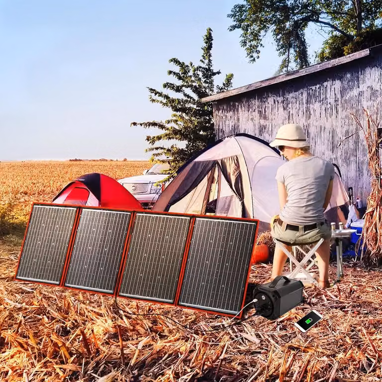 Pannello solare – Portatile – Pieghevole – Flessibile – Per uso esterno – Potenza di 200 Watt – Silicio monocristallino