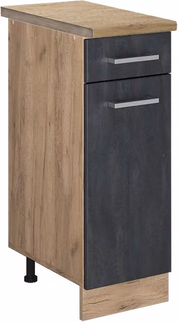 Mobiletto base per cucina Vicco R-Line Calce nera e Rovere dorato L: 30 cm, H: 81,6 cm, P: 60 cm