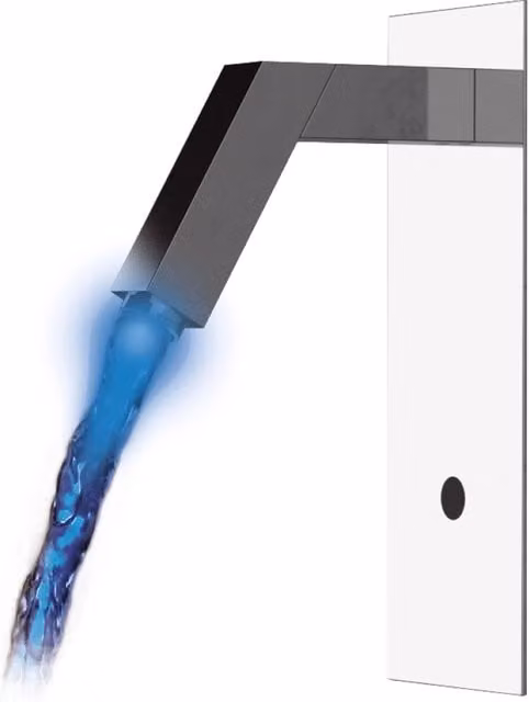 Rubinetto lavabo con sensore a incasso e LED Remer disponibile in argento o nero