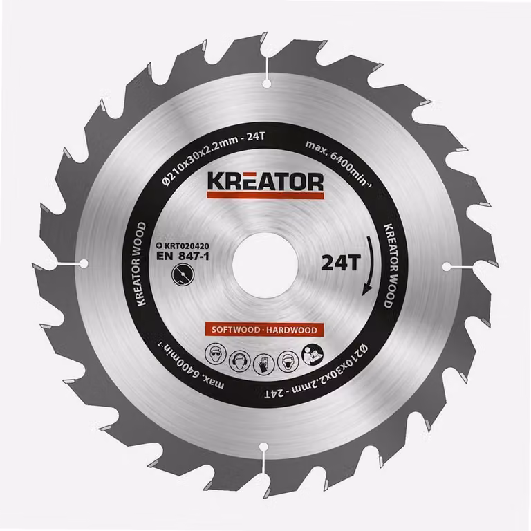 Lama circolare Ø 210 x 30 x 2,2 mm 24 denti Lama per legno + 3 anelli di riduzione
