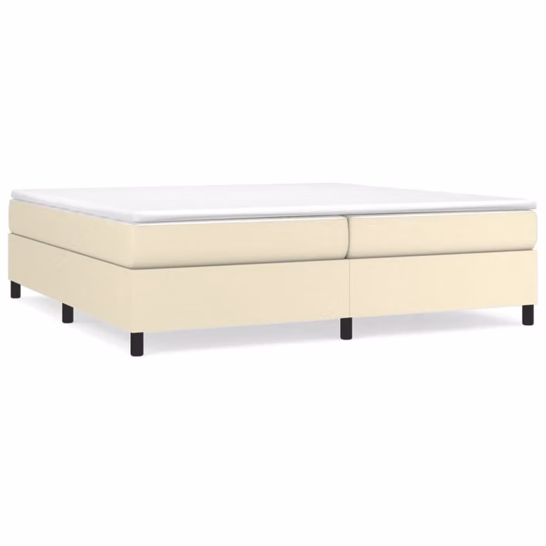 Giroletto a Molle con Materasso Crema 200x200 cm in Pelle finta