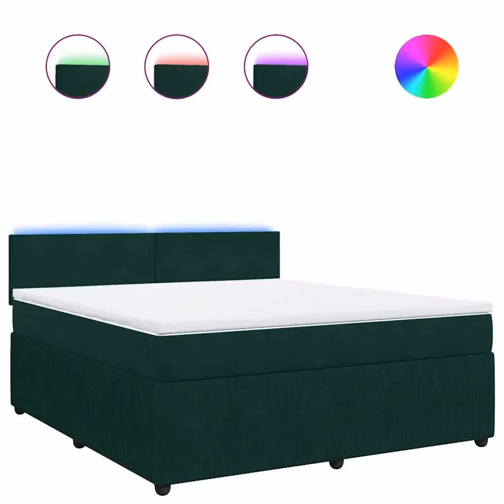 Letto Ibrido con Giroletto a Molle e Materasso vidaXL in Velluto Verde Scuro e Bianco L/P: 180 x 200 cm – 2