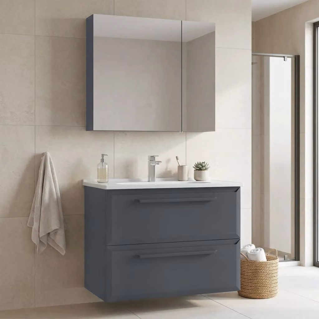 Set mobile lavabo con specchio Hanah Home Nuvola 80 v2 Antracite L/P/H: 80 x 50 x 62 cm – 2