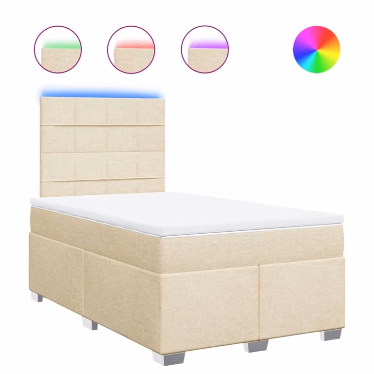 Giroletto a Molle con Materasso Crema 120x190 cm in Tessuto
