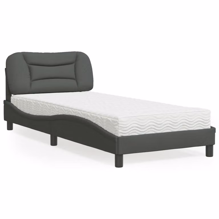 Letto con Materasso Hvar vidaXL in Tessuto Grigio e Bianco, L 80 x P 200 cm