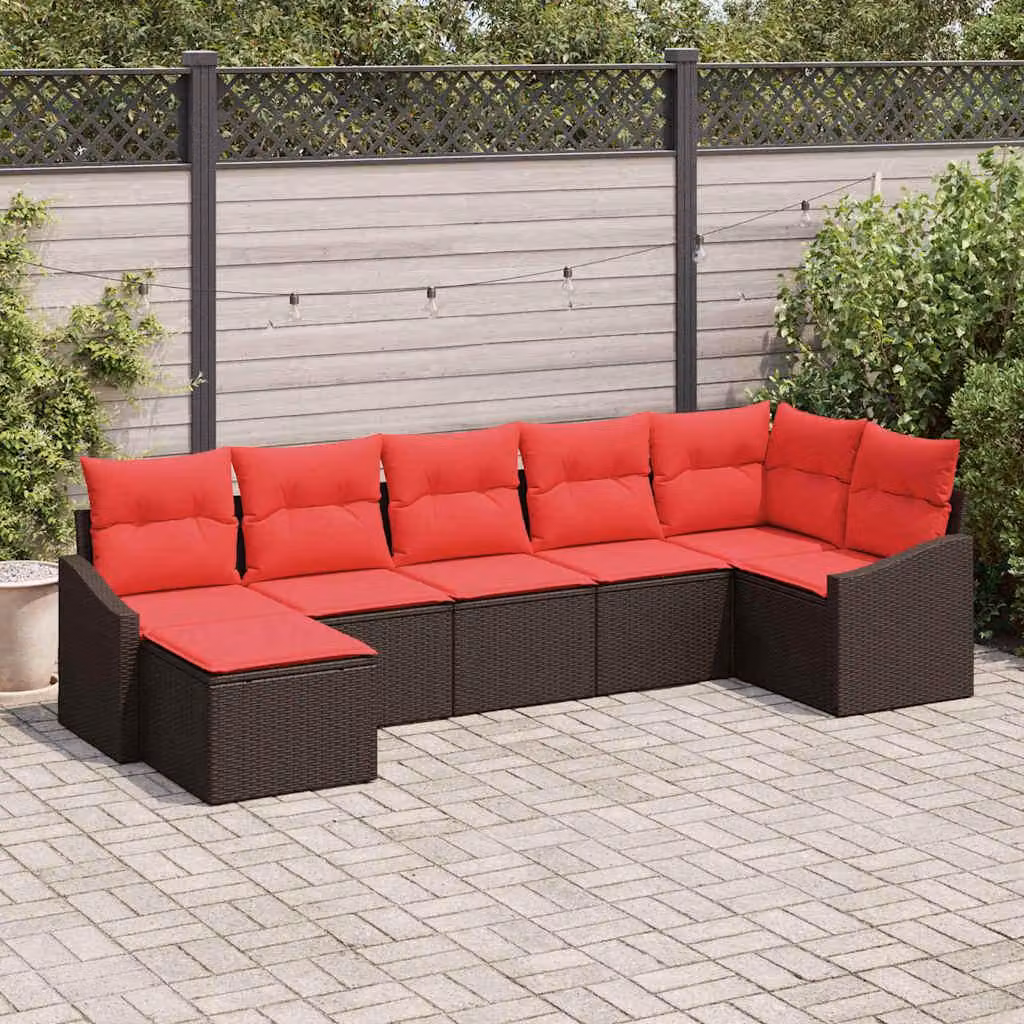 Maison Exclusive - Set di divani componibili, 7 pezzi, color marrone [Materiale sintetico]: rattan sintetico