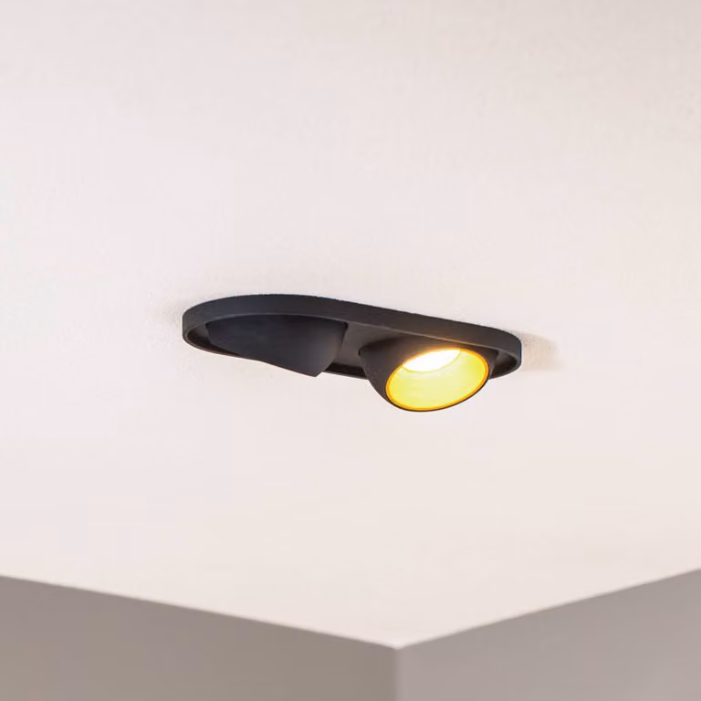 BEGA Bega Faretto da incasso a LED Studio Line, nero/ottone, 2 luci. dimmerabile, Nero, Soggiorno / Sala da pranzo, Plastica