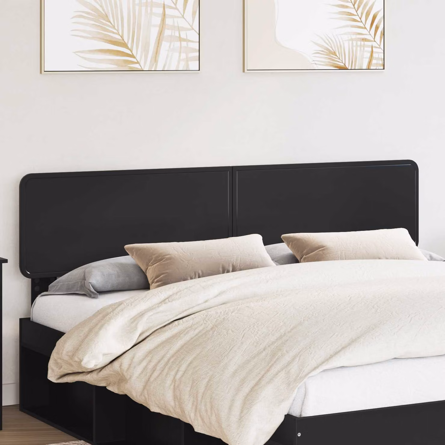 Testiera per letto vidaXL in legno ingegnerizzato rovere nero con design minimalista