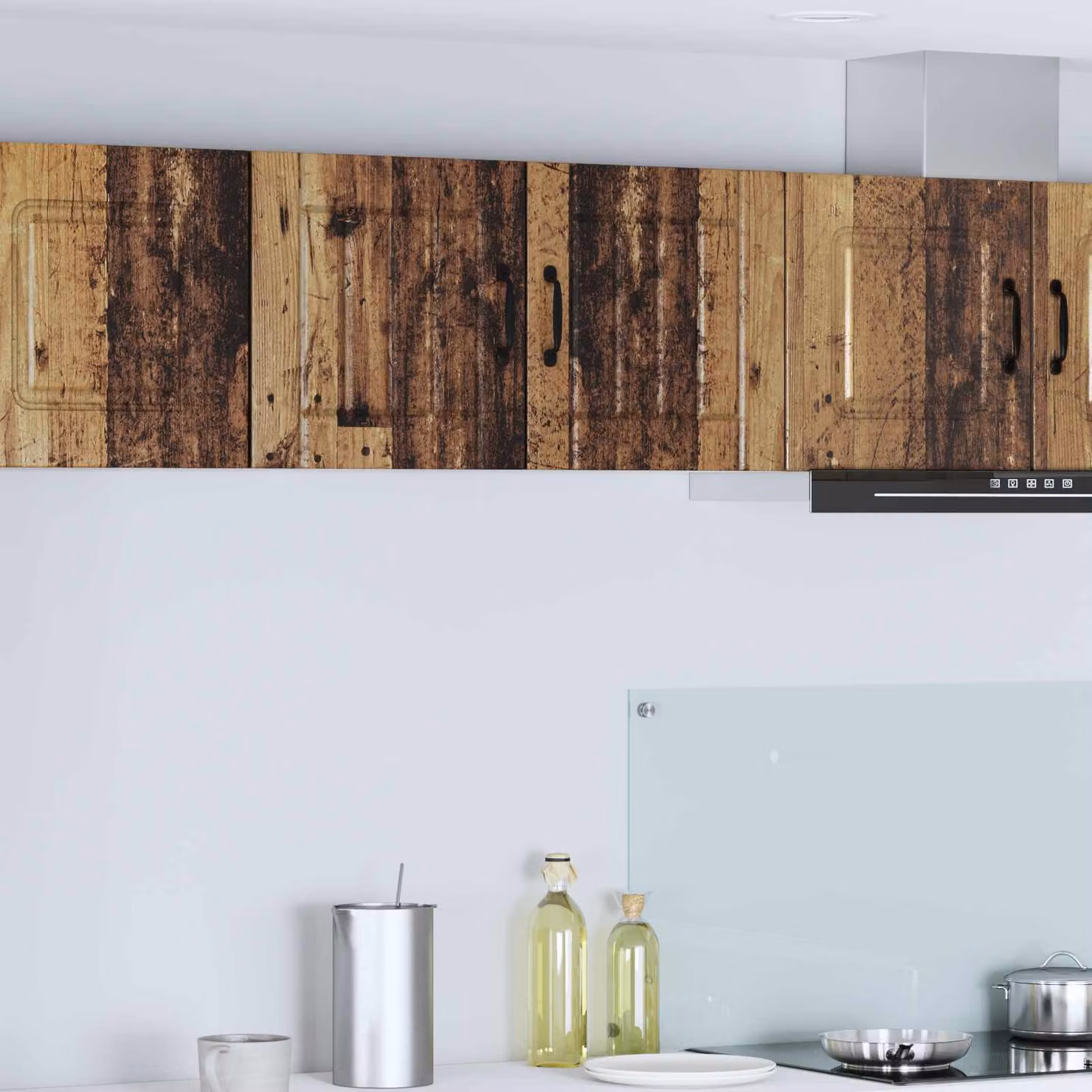 Set di 2 armadietti a muro vidaXL LUCCA in legno marrone per cucina con ante a battente e ripiani interni
