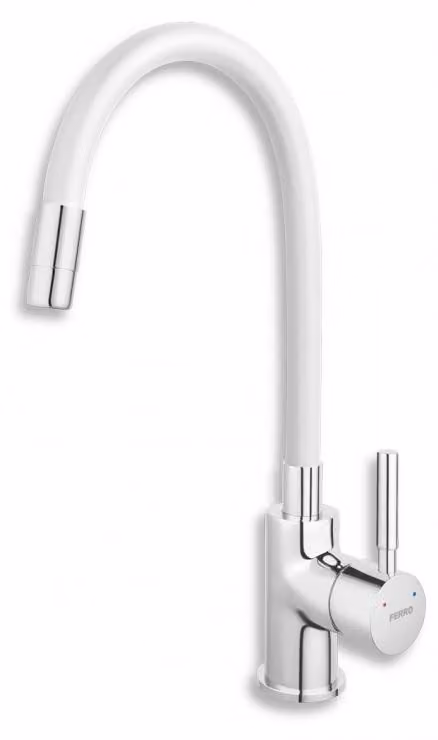 Miscelatore per lavello Miscelatore monocomando flessibile bianco Miscelatore a molla a spirale Miscelatore in ottone