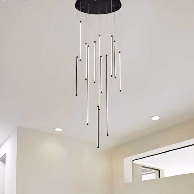 Trade Shop Lampadario Sospeso Moderno LED Nero 105 W con Altezza Regolabile
