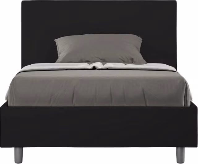 BS COM Letto una piazza e mezza con rete imbottito 120x190 similpelle nero