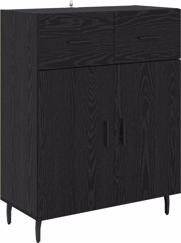 Credenza Rovere Nero 69,5 x 34 x 90 cm Legno multistrato