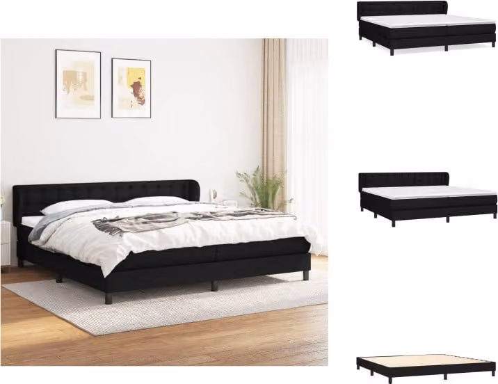 vidaXL Letto a molle con materasso nero 200x200 cm in tessuto - Letti e strutture letto