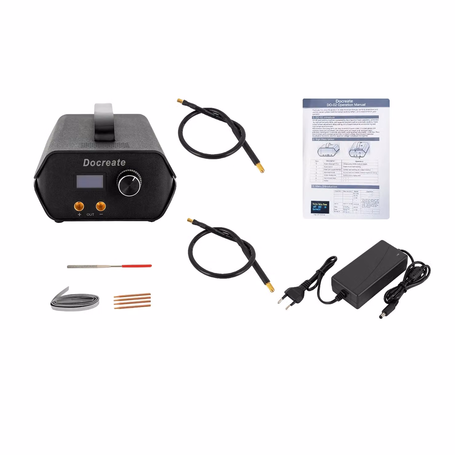 Saldatrice a punti, con potenza regolabile da 1 a 120W, struttura robusta in ABS, colore nero
