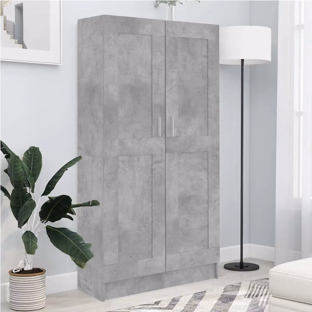 Libreria vidaXL in MDF Grigio Opaco con Pannello Posteriore L: 82,5 cm, P: 30,5 cm, H: 150 cm