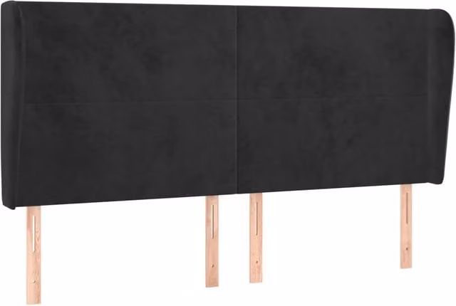 Testiera | Testata ad Orecchio Nera 203x23x118/128 cm in Velluto