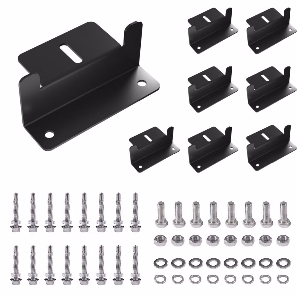 set di 8 staffe per pannelli solari staffa per pannelli solari PV in alluminio con angolo a Z per il montaggio a parete sul tetto（nero）