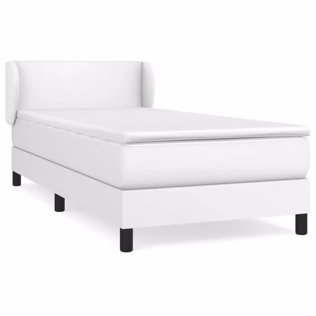 vidaXL Giroletto a Molle con Materasso Bianco in Similpelle L/P/H: 80 x 200 x 83 cm – 2