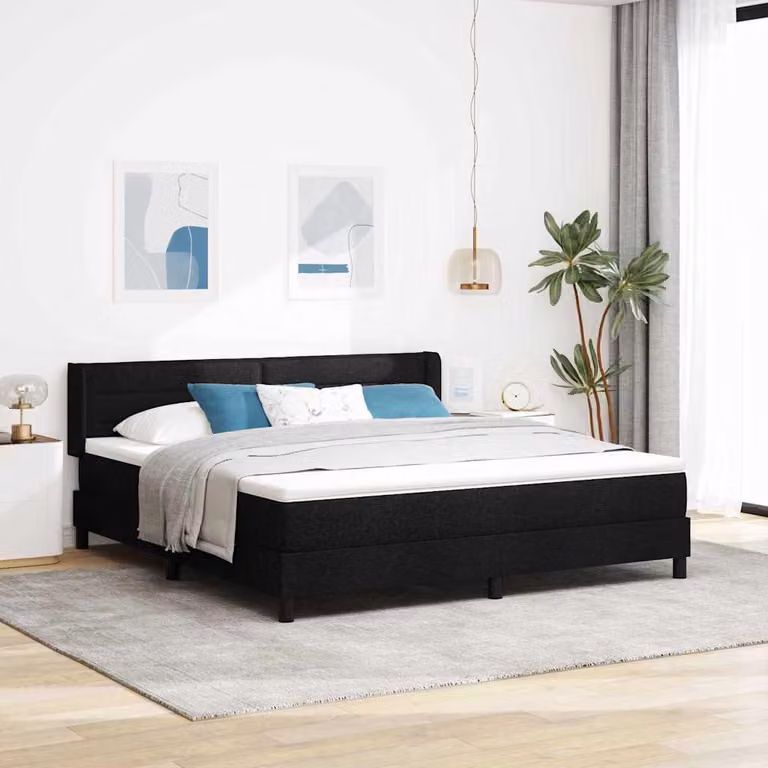 Maison Exclusive - Letto boxspring con testiera, nero, 200 x 180 cm, tessuto