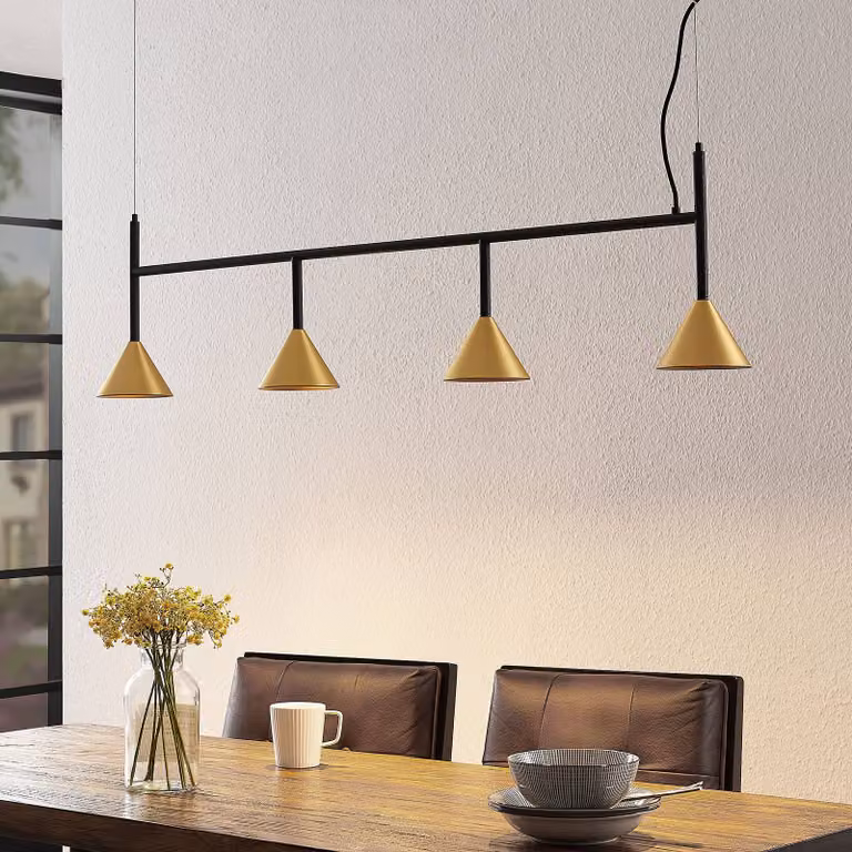 Lampada a sospensione Kartio Lucande, dimmerabile, Nero, Soggiorno / Sala da pranzo, Metallo, Design, Lampada a sospensione