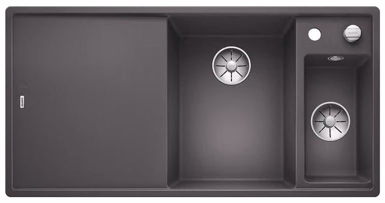 Lavello da incasso, dimensioni 1000x510 mm, composito di granito, colore grigio pietra, adatto a mobiletti da 60 cm