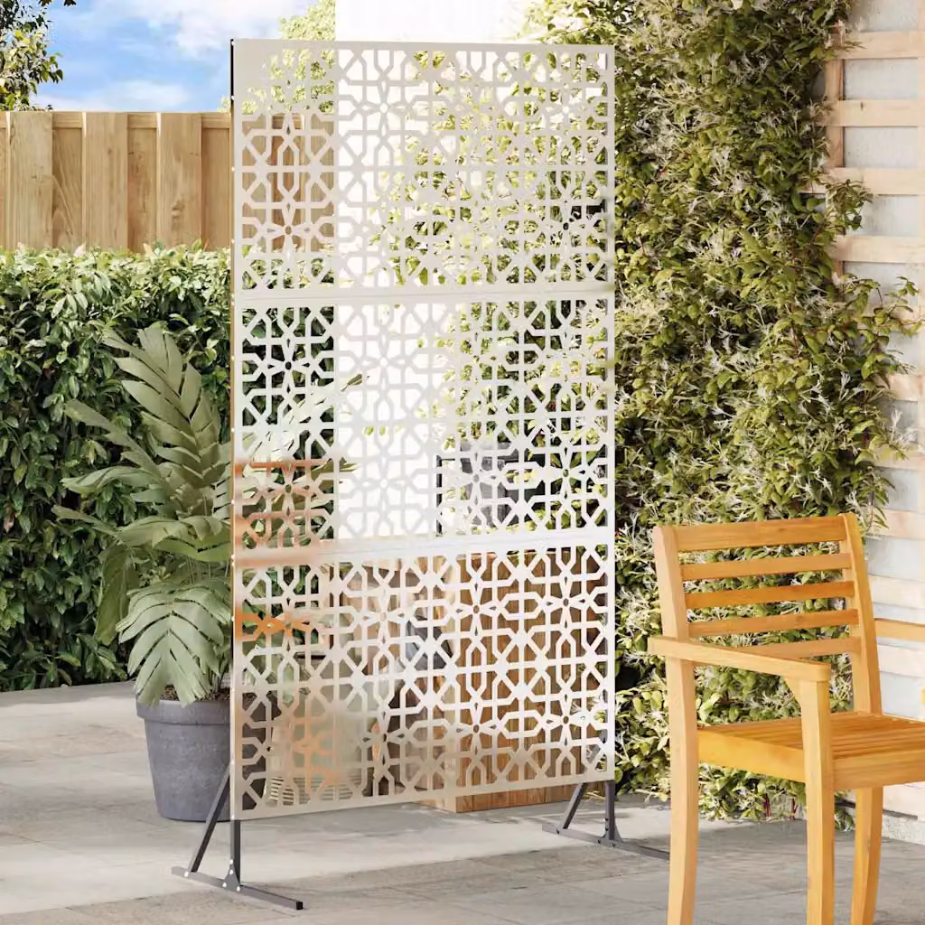 Paravent semi-trasparente vidaXL in acciaio inossidabile, L 100 cm x P 50 cm x H 180 cm, Grigio/Argento/Bianco – 1