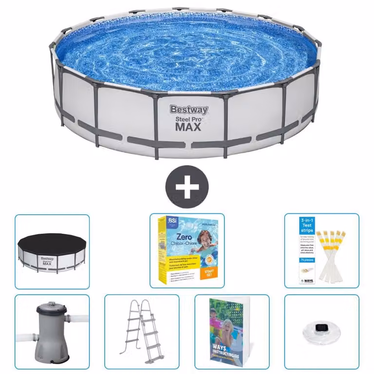 Piscina gonfiabile Bestway Steel Pro MAX, rotonda, 457x122 cm, composta da 6 parti, modello S526