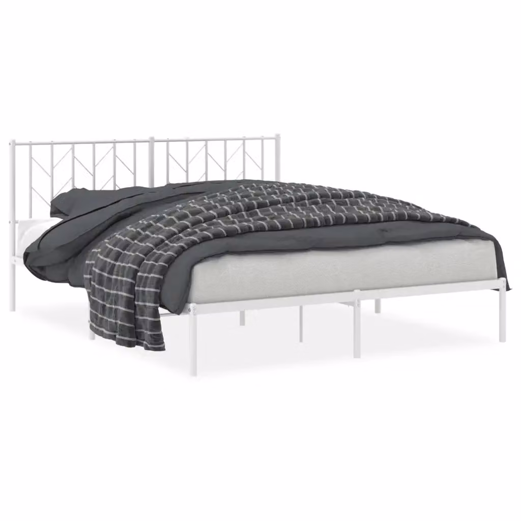 Letto con testiera in metallo bianco vidaXL L/P: 160 x 200 cm – 2