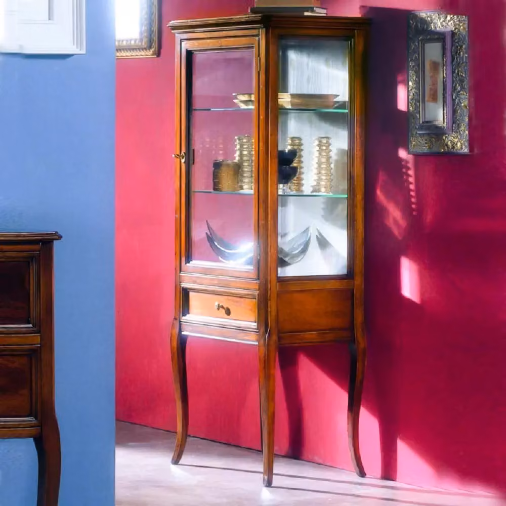 Vetrina classica in legno con 1 porta e 1 cassetto Mobili 2G finitura bassano L: 55 cm, P: 40 cm, H: 140 cm – 3