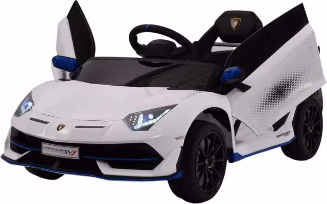 Macchina Elettrica per Bambini Lamborghini Aventador SVJ 12V Bianca con Luci e Suoni