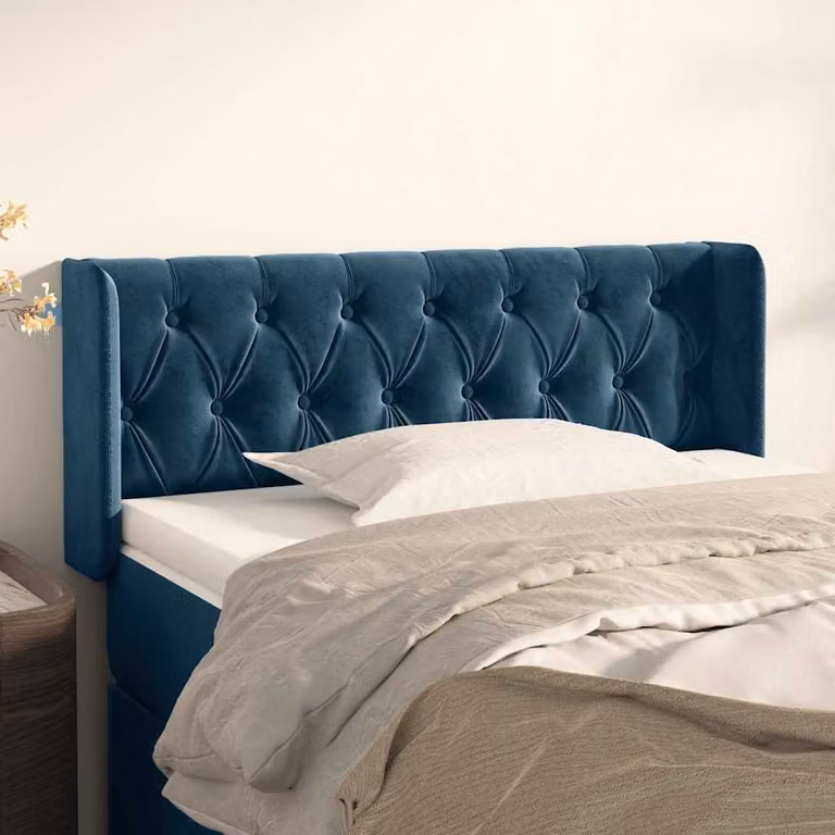 Testiera ad orecchio vidaXL in velluto blu scuro L: 93 cm, P: 16 cm, H: 78-88 cm