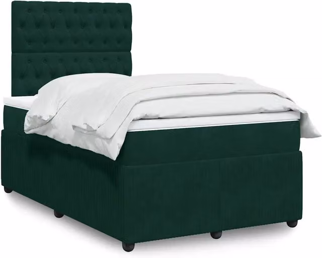 Letto Ibrido con Materasso e Struttura in Velluto Verde e Bianco vidaXL L/P: 120 x 200 cm